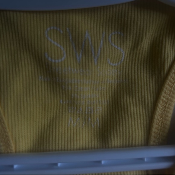 Streetwear Society Self Cropped  Yellow Racer Back Tank Top - Picture 3 of 3